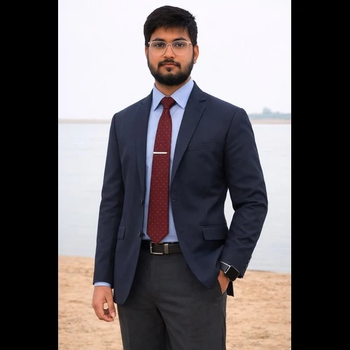 Man in red background.